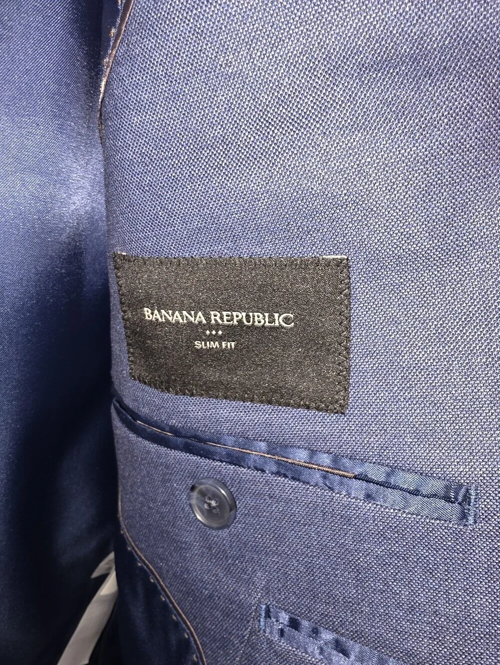 NWOT Banana Republic Slim Fit Wrinkle-Resistant Sharkskin Blazer Blue 44R NEW